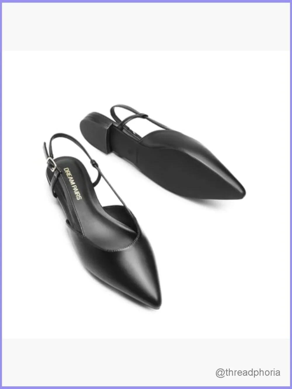 Pointed Toe Slingback Flats with Buckle Strap Lightweight Low Heel Office Work